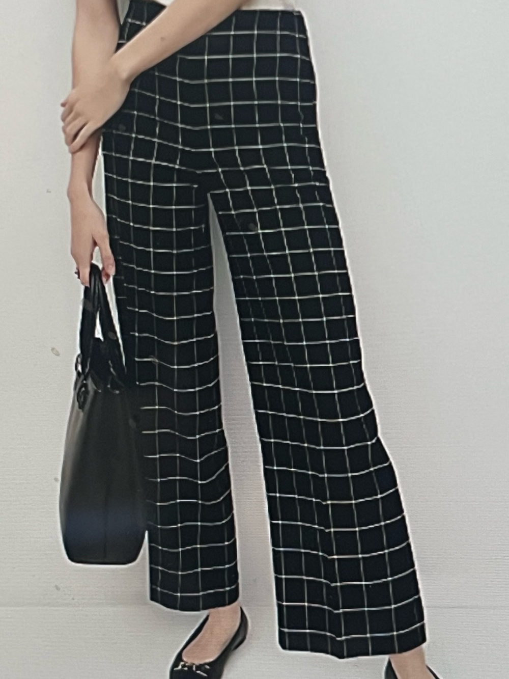 Ann Taylor Black Windowpane Straight Leg Pants
